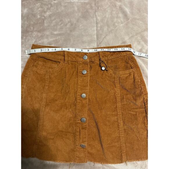 Denim Co. Corduroy Mini Skirt Size 8 Raw Hem Brown Fall NWOT - Picture 5 of 5